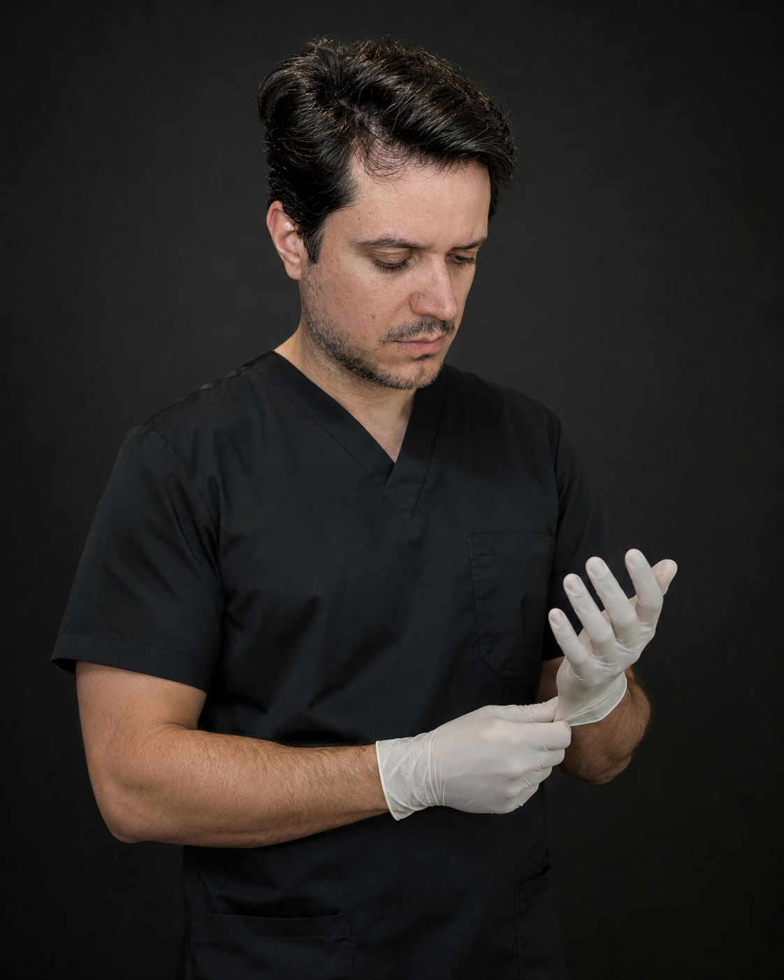 Dr. Rafael Frota se preparando para o procedimento cirúrgico